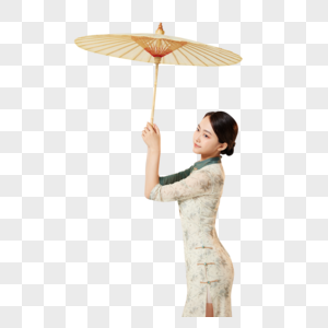 古典东方旗袍美女舞者撑伞图片