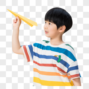 可爱小男孩扔纸飞机图片