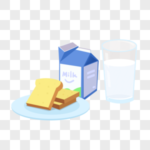 早餐面包牛奶卡通元素图片