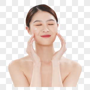 女性护肤面部护理涂抹精华图片