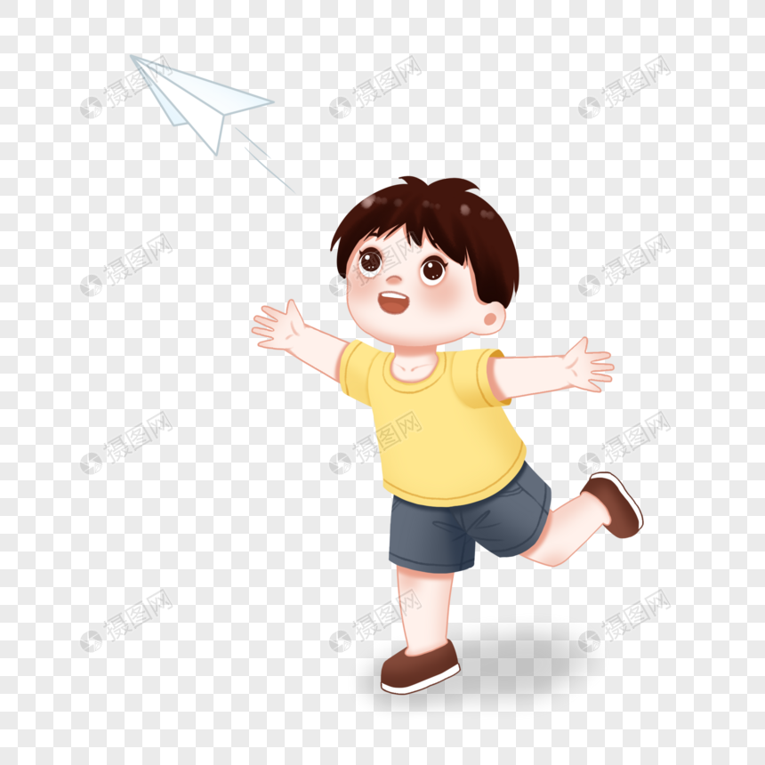 玩纸飞机的小孩图片