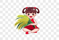 小女孩抱麦子图片