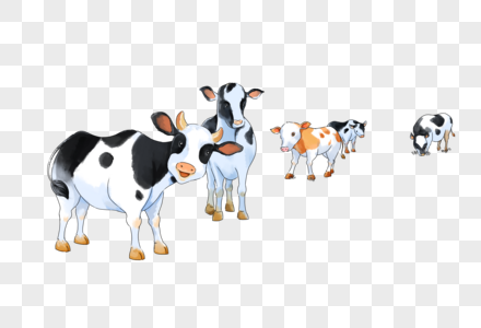 牛群卡通动物牛插图高清图片