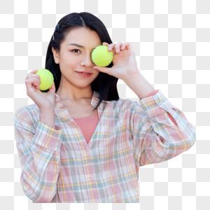 青年活力女性手拿网球图片