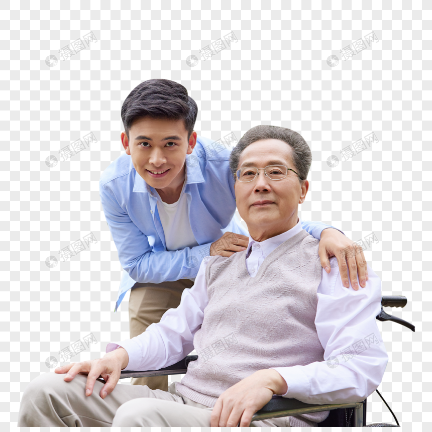 中年父子逛儿子照顾晚年父亲图片