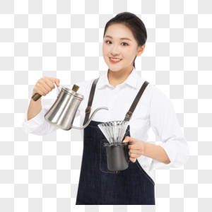 女服务员拿着咖啡壶图片