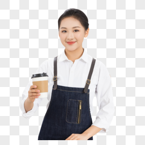 饮品店女性服务员职业形象图片