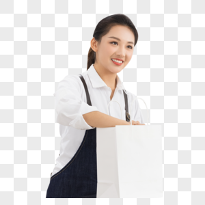 饮品店女性服务员递出外卖奶茶图片
