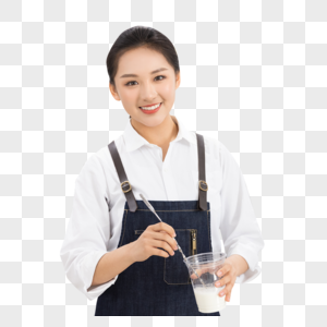 饮品店女性服务员制作奶茶中国人高清图片素材