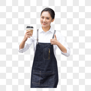 咖啡店女性服务员形象年轻高清图片素材