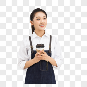 饮品店青年女性服务员形象高清图片