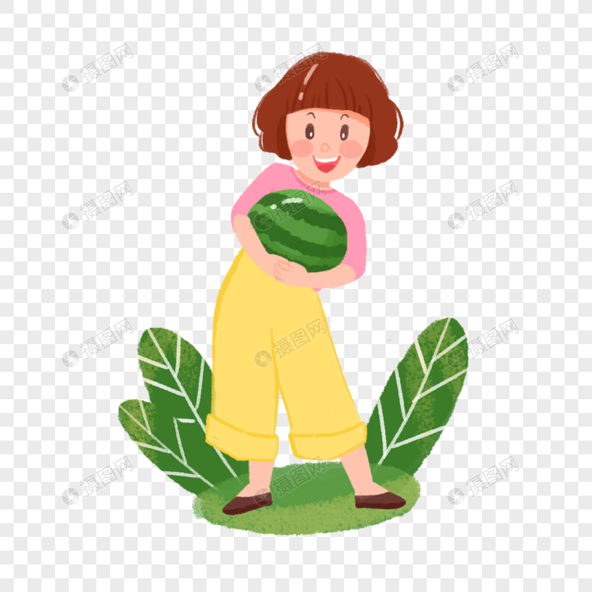 抱西瓜的女孩