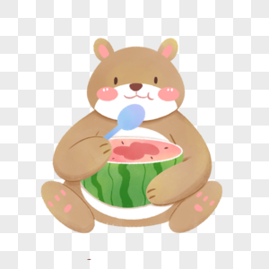 吃西瓜的狗熊高清图片