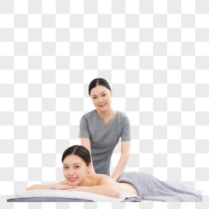 美容院女性按摩技师背部按摩服务高清图片