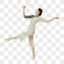 古典东方传统旗袍美女舞者图片
