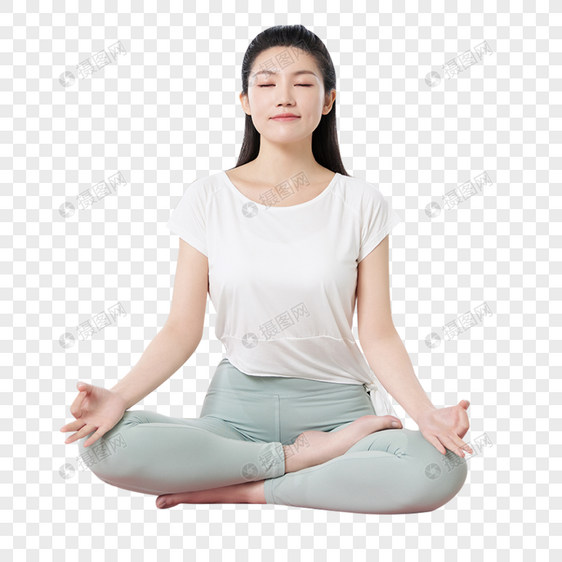 女性瑜伽打坐休息图片