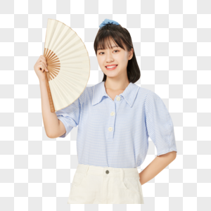 夏日美女清凉扇扇子图片