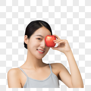 吃苹果的健康养生女性图片