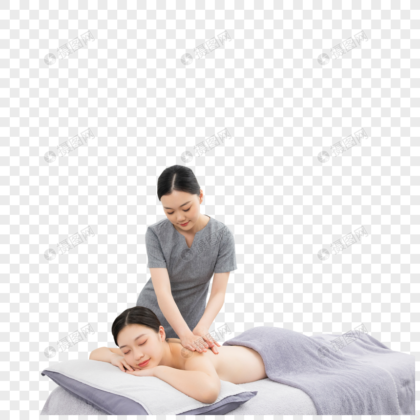 女性spa推拿按摩揉肩图片