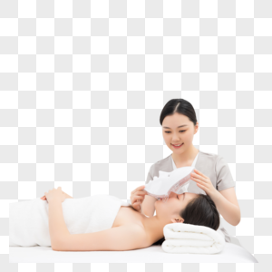 美容院女性顾客戴肌肤护理面罩高清图片