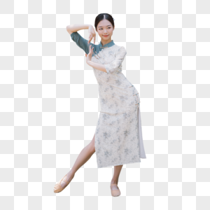 复古旗袍女性舞蹈舞姿高清图片