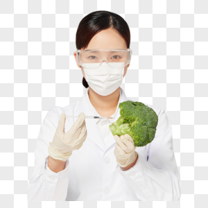 营养师手拿蔬菜做检测图片
