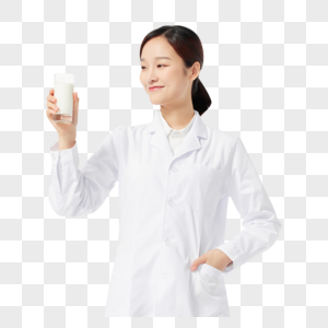 青年女医生展示牛奶图片