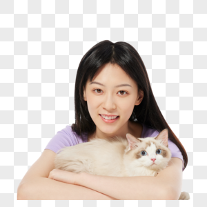 美女主人与宠物猫咪图片