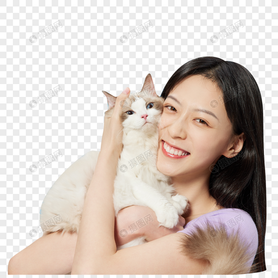 美女主人与宠物猫咪图片