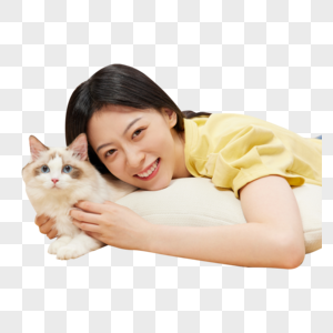 美女主人与宠物猫咪图片