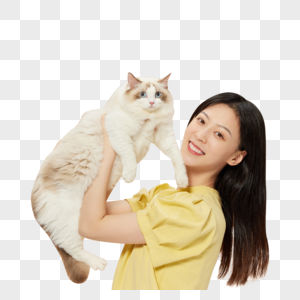 美女主人与宠物猫咪图片