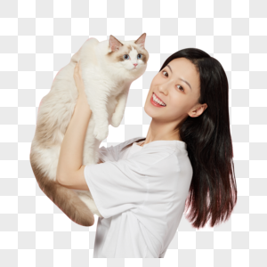 美女主人与宠物猫咪图片