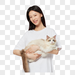 美女主人与宠物猫咪图片