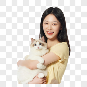 美女主人与宠物猫咪图片