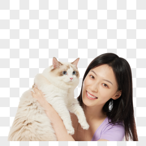 美女主人与宠物猫咪图片