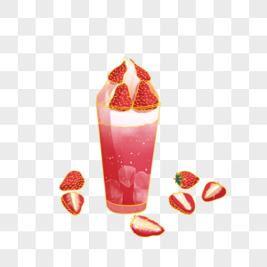夏日解暑草莓冰饮图片