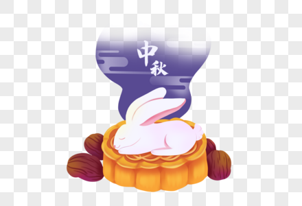 中秋吃月饼的兔子高清图片