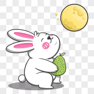 中秋佳节小兔子看月亮吃蜜柚图片