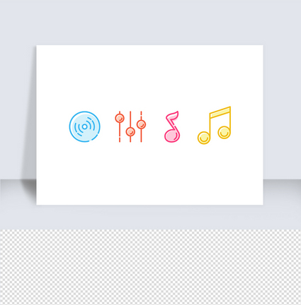 线性彩色音乐icon原创插画元素图片