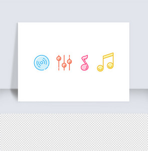 线性彩色音乐icon原创插画元素图片