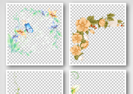 植物边角花纹边框元素高清图片