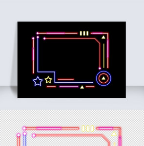彩色星星霓虹灯对话框边框图片