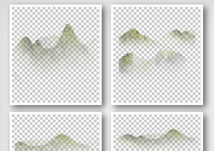 绿色山元素卷轴素材免费高清图片