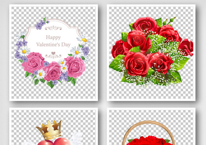 美丽清新彩色玫瑰花装饰元素高清图片