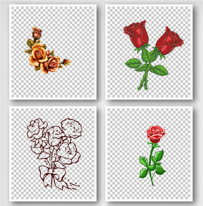 手绘玫瑰花花瓣七夕情人节png透明素材图片