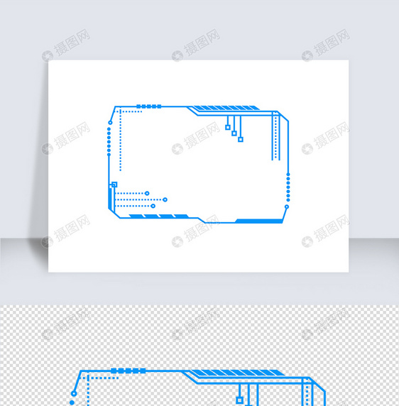 科技创新蓝色边框矢量元素（十）图片