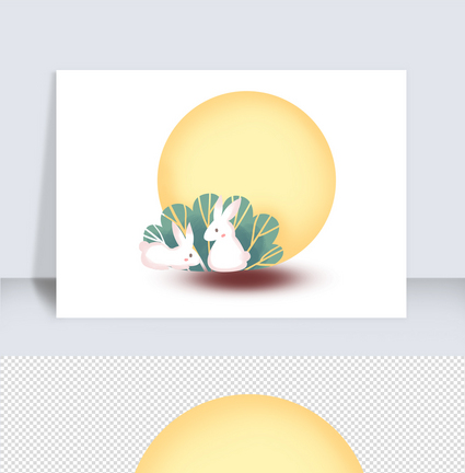 中秋月亮兔子素材图片