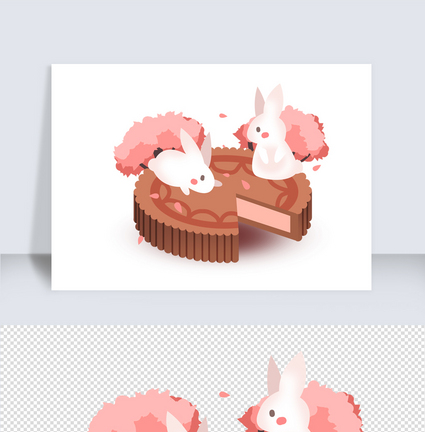 中秋月饼玉兔素材图片