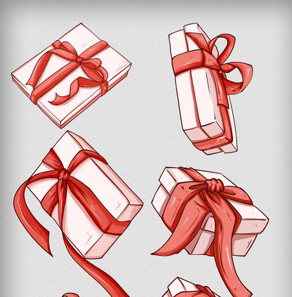 圣诞节圣诞礼物丝带红色盒子元素图片