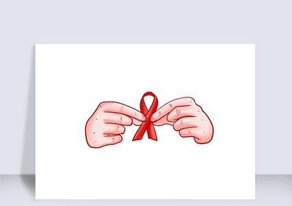 手拿红色丝带艾滋病日元素高清图片
